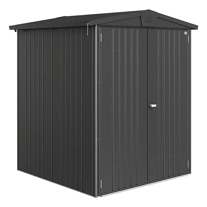 Biohort Gerätehaus Europa - 172 x 156 cm, Stahl, Dunkelgrau Metallic - Linke Seitenansicht