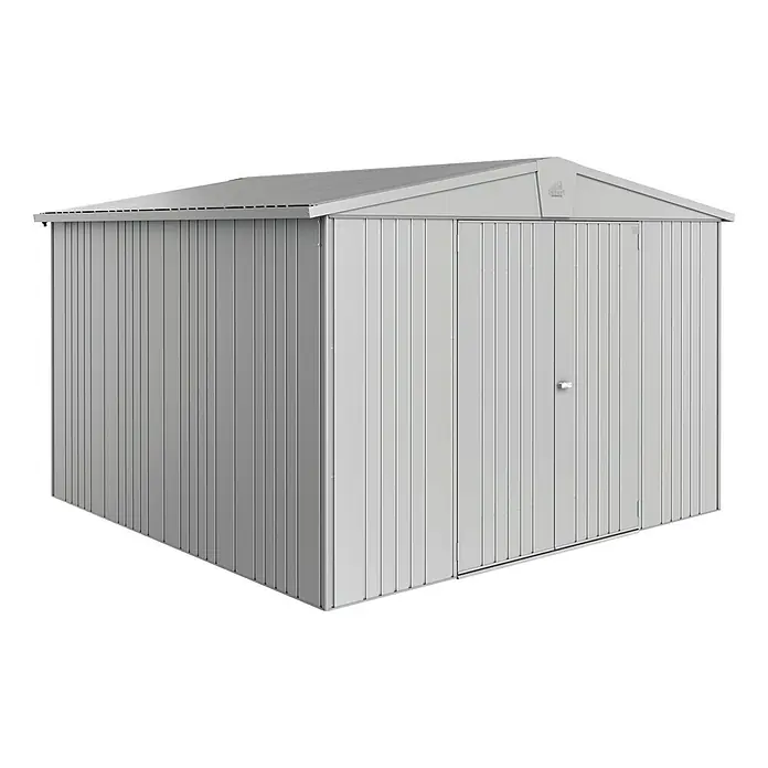Biohort Gerätehaus Europa - 316 x 300 cm, Stahl, Silber Metallic - Linke Seitenansicht