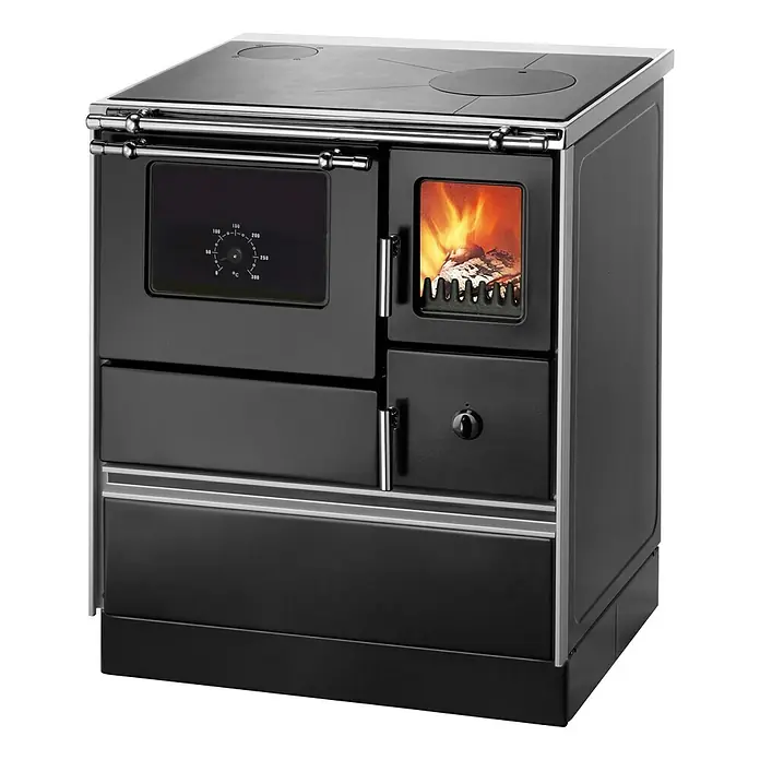 Westminster Küchenherd K 176 F/A - 5 kW, Raumheizvermögen: 124 m³, Backofen links, Schwarz - Linke Seitenansicht