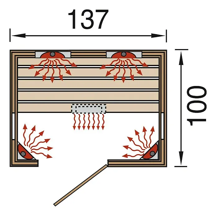 Weka Infrarotkabine 543 Gr.2 - 2.050 W, 5 Keramikstrahler, 100 x 137 x 190 cm