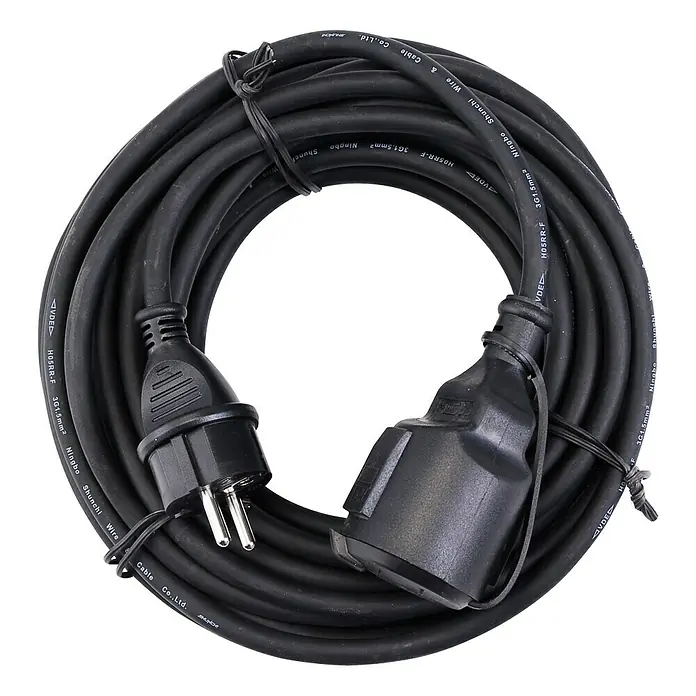 Voltomat Gumeni produžni kabel - 10 m, Crne boje, IP44, H05RR-F3G1,5