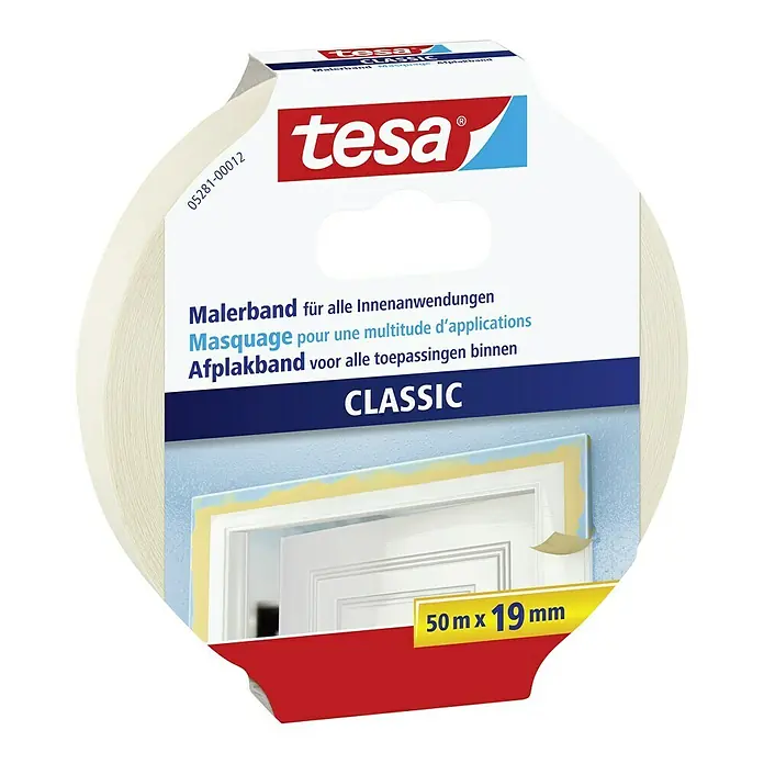 Tesa Maler-Kreppband PREMIUM CLASSIC - 50 m x 19 mm - Vorderansicht