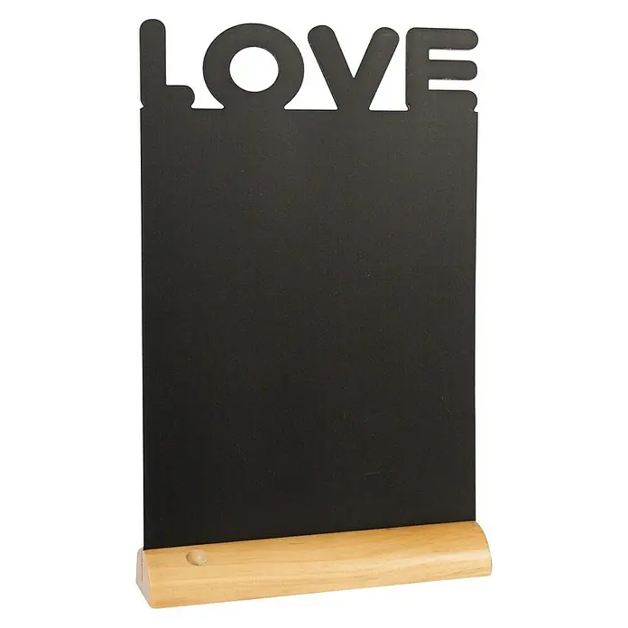 Pizarra de pared - Love, Pizarra con marcador, Pie de madera - Vista frontal