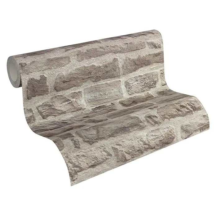 AS Creation Vliestapete Decoworld 2 - Grau, Steinoptik, 10,05 x 0,53 m - Linke Seitenansicht