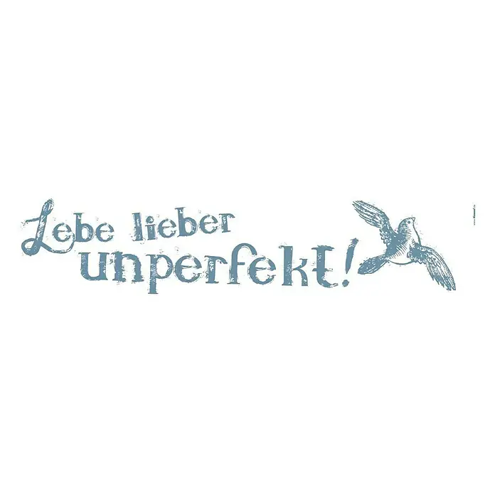 Komar Dekosticker - Lebe lieber unperfekt, Blaugrau, 70 x 14 cm - Vorderansicht