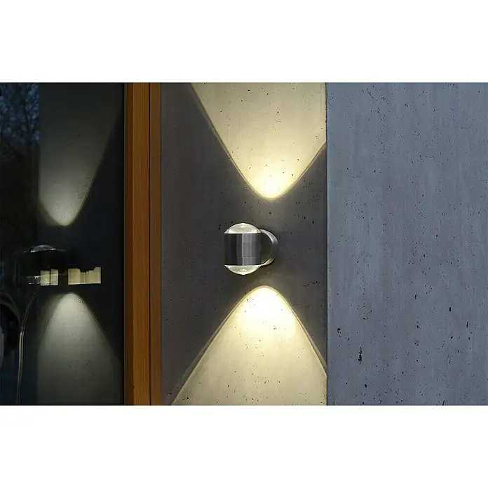Lutec Aplique exterior LED Crystal - 10 W, 10,1 x 10 x 7,6 cm, Acero inoxidable, IP44, Ángulo de haz: 142 ° - Vista de perfil izquierdo