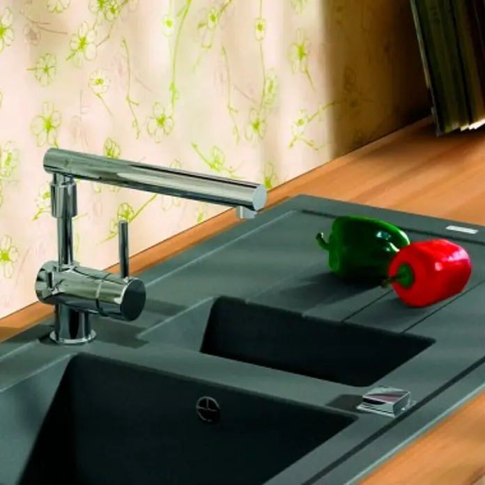 Carea Einbauspüle Tango - 98 x 50 cm, 1½ Becken, CAREAlith®, Betongrau - Stimmungsaufnahme