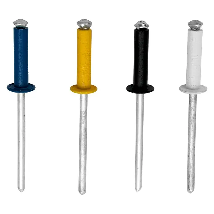 Rapid Blindklinknagels auto - Klinknagellengte: 16 mm, Klinknageldiameter: 4,8 mm, 32 st., Meerkleurig, Blauw, Zwart, Geel, Wit - Close-up