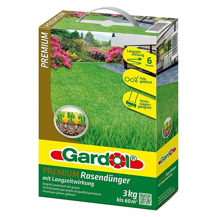 Gardol Rasendünger Premium - 3 kg, Inhalt ausreichend für ca.: 60 m² - Linke Seitenansicht