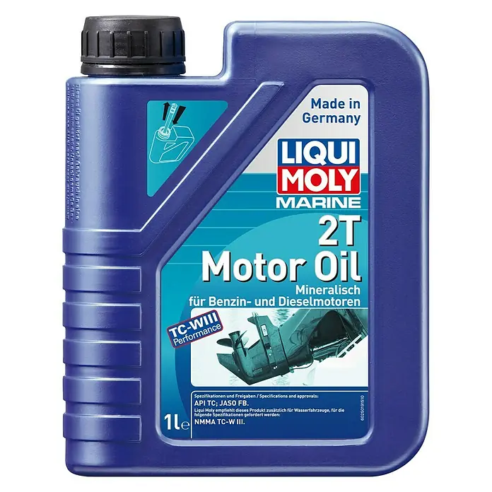 Liqui Moly Marine Motoröl 2T - 1 l, Mineralisch - Vorderansicht
