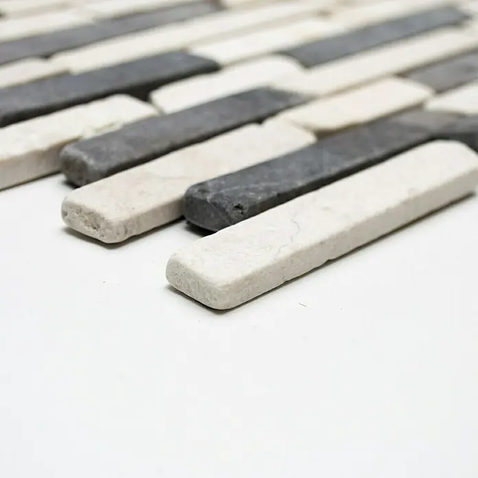 Mosaikfliese Biancone Java MOS BRICK 115 - 30,5 x 30,5 cm, Schwarz/Weiß, Matt - Vorderansicht