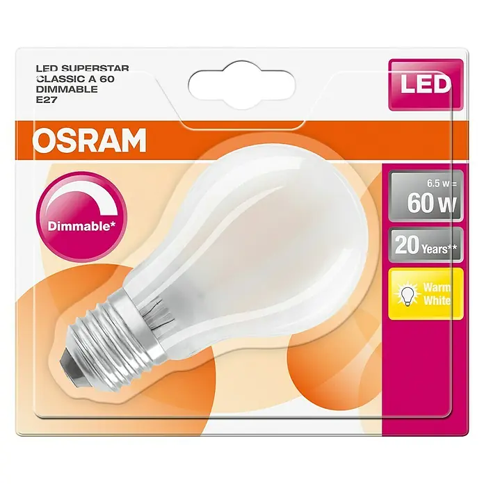 Osram LED žarulja Retrofit Classic A - 8 W, E27, A60, Topla bijela, Može se prigušiti, Mat - Pogled odozgo