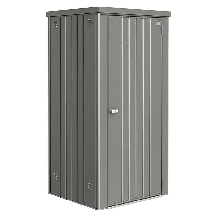 Biohort Geräteschrank Gr. 90 - Außenbreite inkl. Dachüberstand: 93 cm, Außentiefe inkl. Dachüberstand: 83 cm, Stahl, Quarzgrau - Vorderansicht