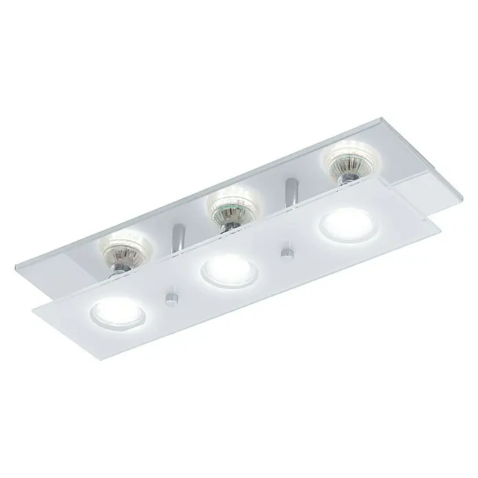 Eglo LED-Deckenleuchte Arborio - 9 W, L x B x H: 40 x 13,5 x 8,5 cm, Chrom, Warmweiß - Vorderansicht