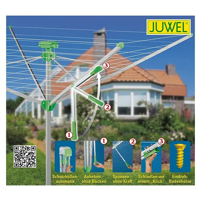 Juwel Wäschespinne Novaplus 500 Easy - Länge Wäscheleine: 42,5 m, Belastbarkeit: 5 Waschmaschinenfüllungen