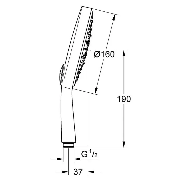Grohe Handbrause Power & Soul Cosmoplitan 160 - Anzahl Funktionen: 4 Stk., Durchmesser: 16 cm, Chrom - Vorderansicht