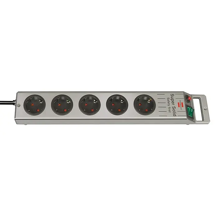 Brennenstuhl Super-Solid Steckdosenleiste - Anzahl Steckdosen Schuko: 5 Stk., Silber, 2,5 m, 3.500 W - Ansicht von oben