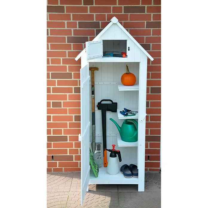 Leco Gartenschrank Vintage - 77 x 55 x 179 cm, Weiß - Stimmungsaufnahme