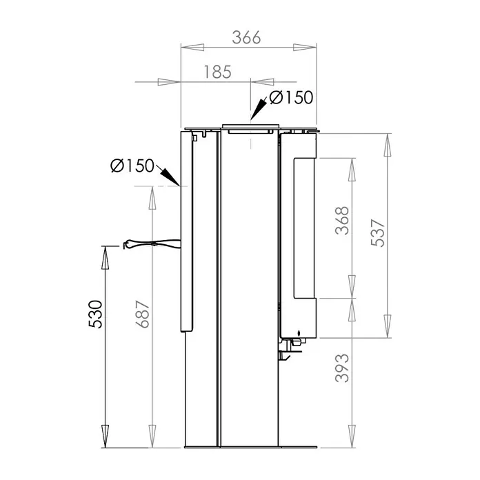 Aduro Kaminofen 15-2 - 6,5 kW, Raumheizvermögen: 334 m³, Mit Holzfach, Schwarz - Detailaufnahme