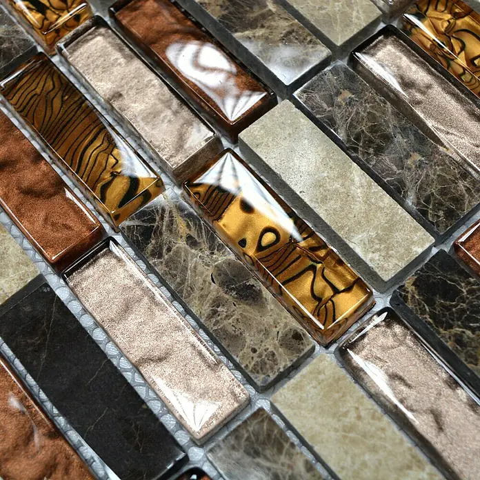 Mosaikfliese Crystal Mix XCM SM18 - 29,8 x 30,4 cm, Beige/Braun, Glänzend