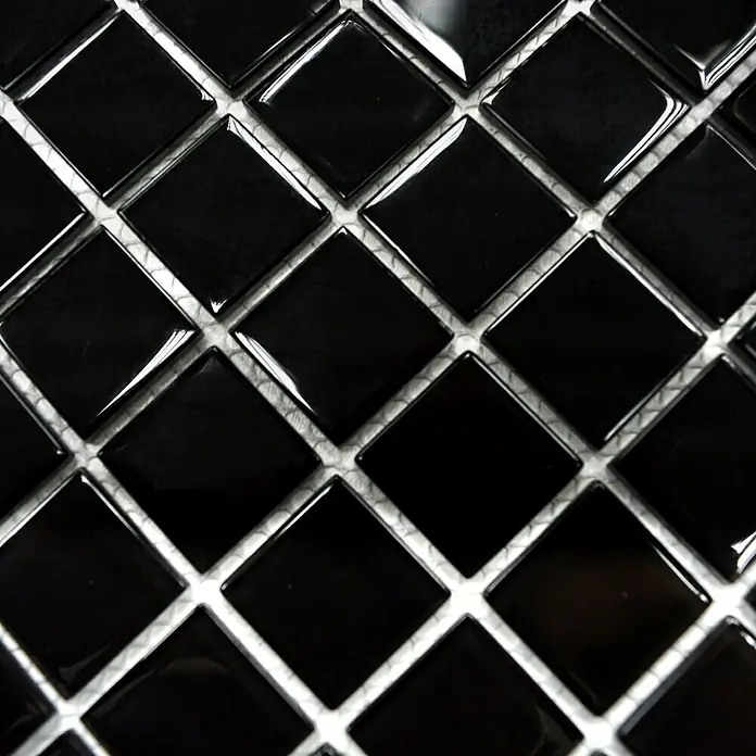Mosaikfliese Quadrat Crystal Uni CM 4050 - 32,7 x 30,2 cm, Schwarz, Glänzend