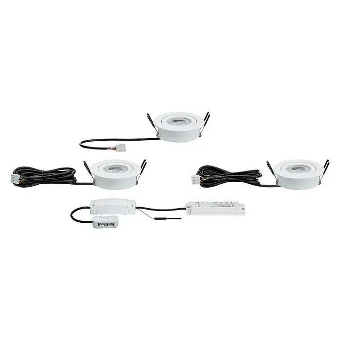 Paulmann Smart Home ZigBee LED-Einbauleuchten-Set - 10,5 W, Weiß, 3 Stk., RGB - Detailaufnahme