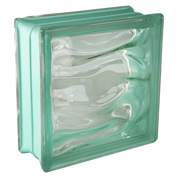 Fuchs Design Bloque de vidrio BM Reflex - Caribe, Aqua, 19 x 19 x 8 cm - Vista de perfil izquierdo