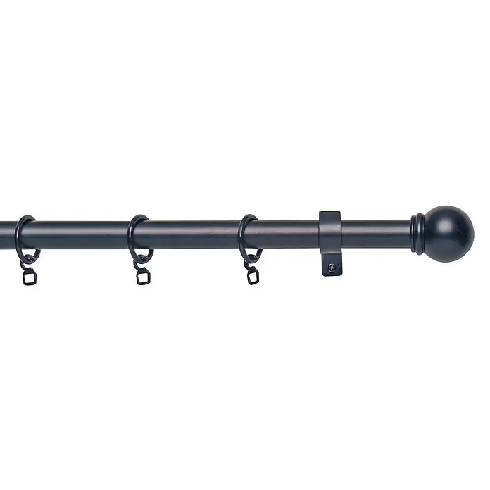 Barra para cortinas Kit metálico extensible - Negro, Largo: 218 cm