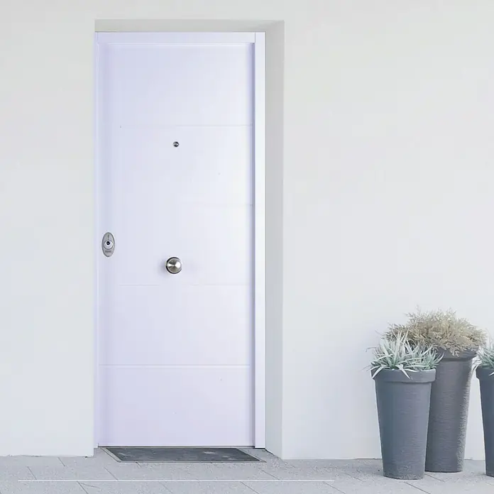 SegureStil Puerta de entrada Acorazada VH500 Serie V Exterior - 90 x 206 cm, Derecha, Blanco lacado
