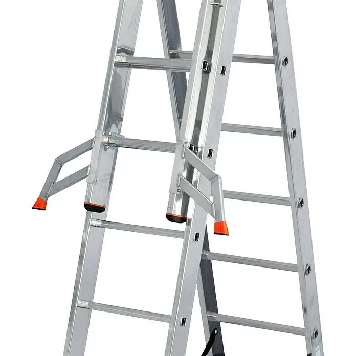 Krause Monto Sprossen-Mehrzweckleiter Tribilo - Treppenfunktion, Arbeitshöhe: 9,3 m, 3 x 12 Sprossen, Aluminium - Detailaufnahme