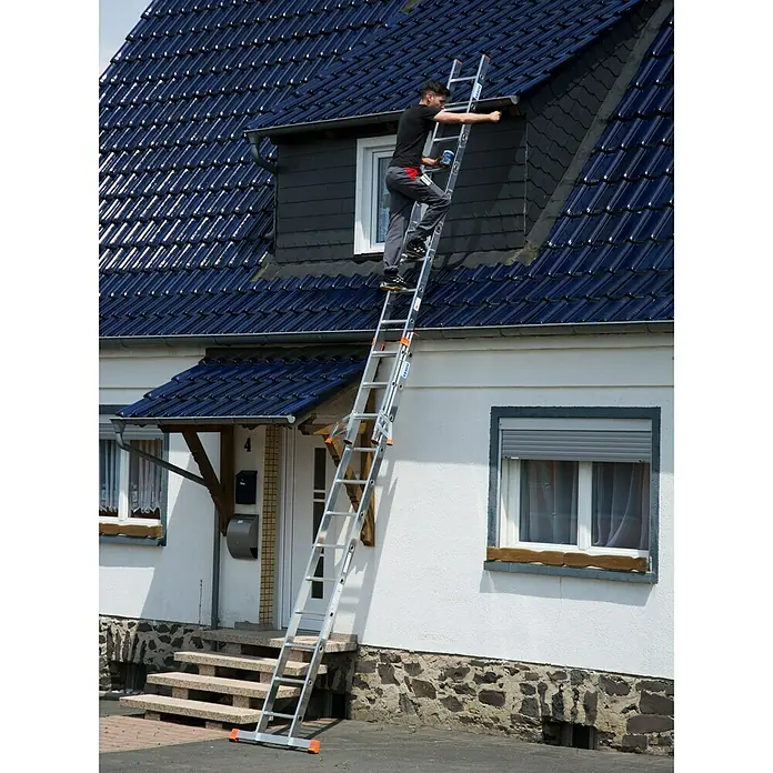 Krause Monto Sprossen-Schiebeleiter Fabilo - Arbeitshöhe: 6,85 m, 2 x 12 Sprossen, Aluminium