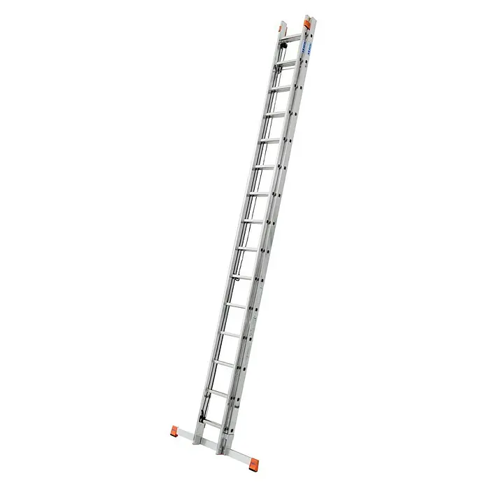 Krause Monto Sprossen-Seilzugleiter Robilo - Arbeitshöhe: 8,45 m, 2 x 15 Sprossen, Aluminium - Linke Seitenansicht
