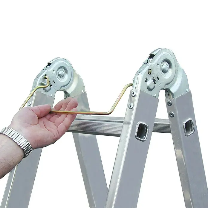 Krause Monto Sprossen-Gelenk-Doppelleiter TriMatic - Arbeitshöhe: 5,5 m, 2 x 8 Sprossen, Aluminium - Detailaufnahme