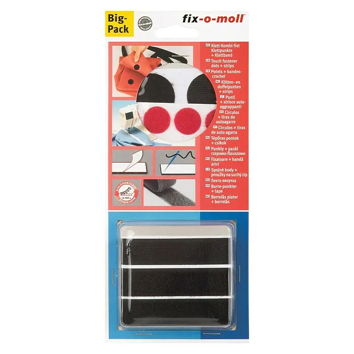 Fix-o-moll Kombinirani komplet čičak trake - 8 kom, Samoljepljivo, Crne boje