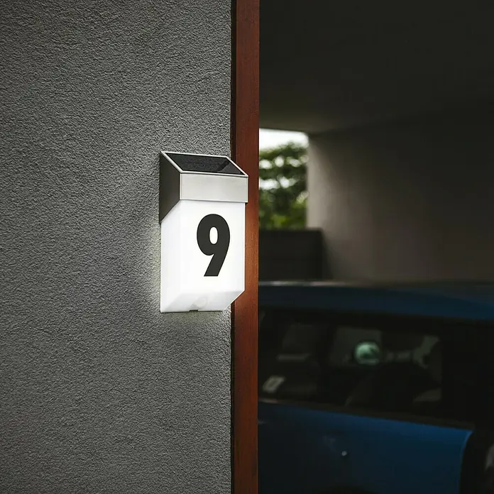 Lutec Aplique solar para exterior con sensor - Detector de movimiento, Blanco neutro, IP44