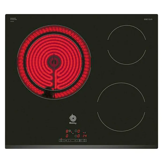 Balay Placa de cocción vitrocerámica 3EB715LR - Zonas de cocción: 3 ud., Vitrocerámica