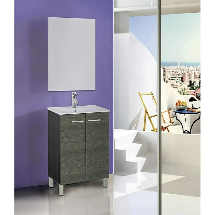 Conjunto de mueble de baño Fran - 3 piezas, Gris, 60 cm