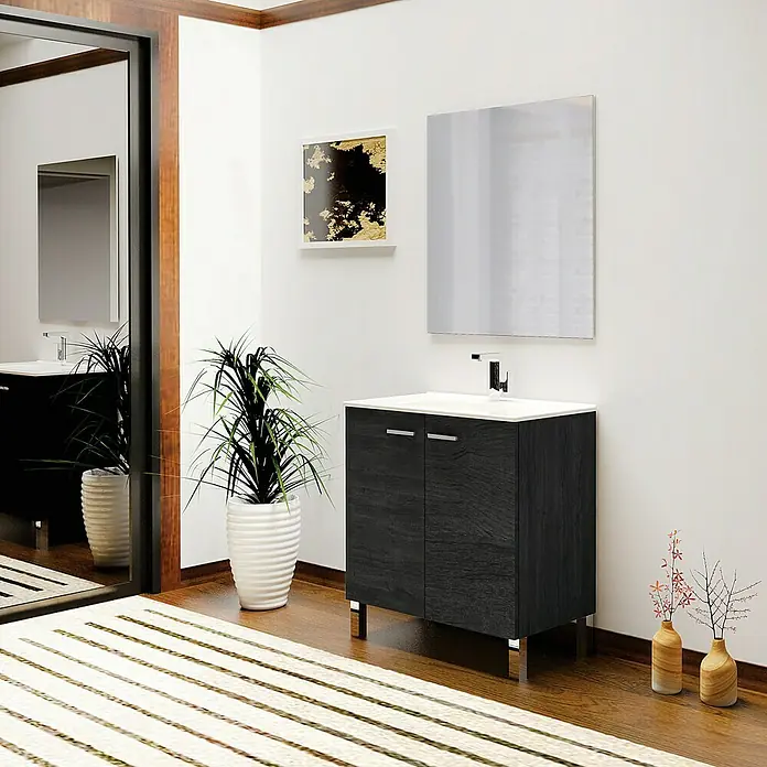 Conjunto de mueble de baño Fran - 3 piezas, Gris, 80 cm