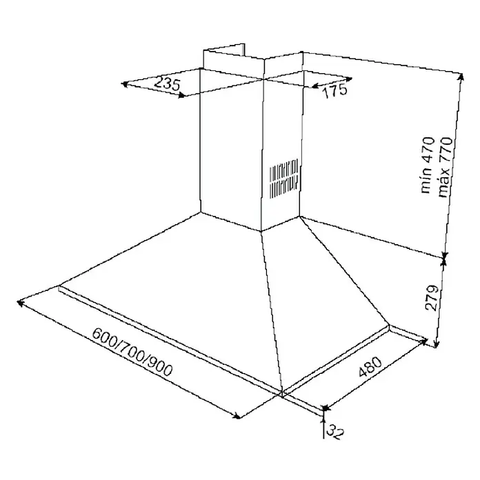 Teka Campana de pared DBB90 - Ancho: 90 cm, Potencia de aire máx.: 380 m³/h, Acero inoxidable