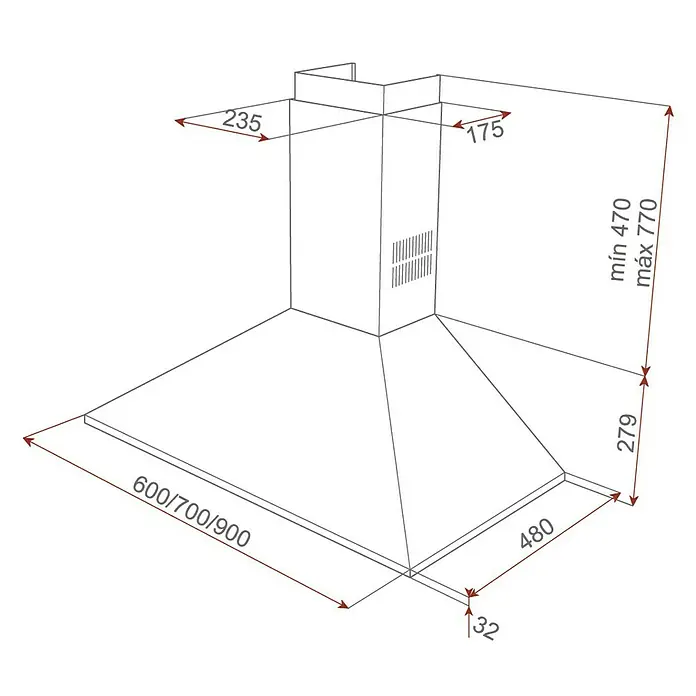 Teka Campana de pared DBB 60 - Ancho: 60 cm, Potencia de aire máx.: 380 m³/h, Acero inoxidable
