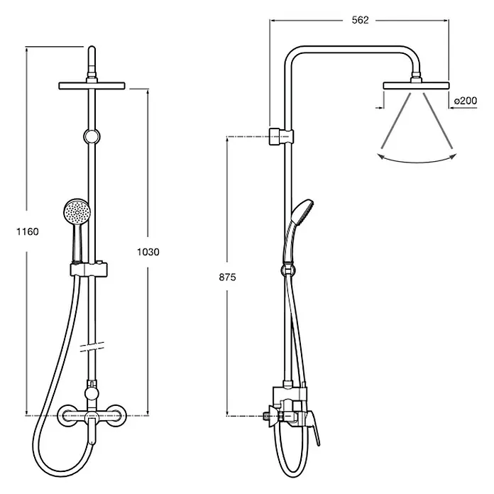 Roca Mitos Sistema de ducha monomando - Con grifo monomando, Distancia entre orificios: 87,5 cm, Número de tipos de chorro: 1 ud.