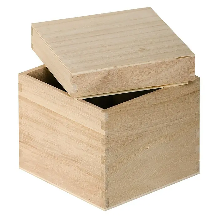 Artemio Caja de madera - 12 x 12 x 12 cm, Natural/marrón claro