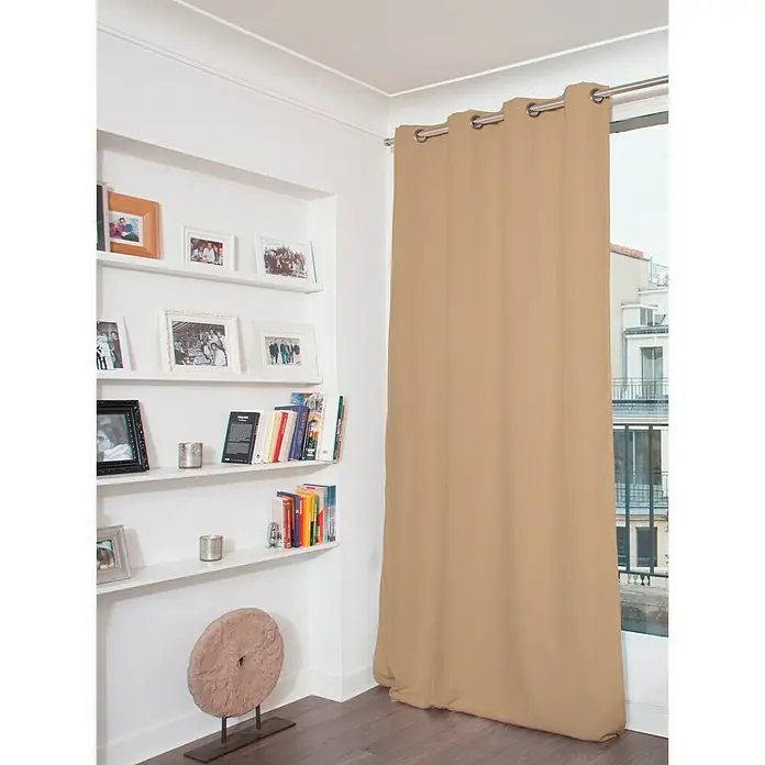 Cortina con ollaos opaca - 140 x 240 cm, 100% poliéster, Tierra