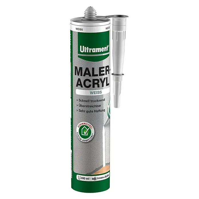 Ultrament Maleracryl mit Schimmelstopp - Weiß, 300 ml - Vorderansicht