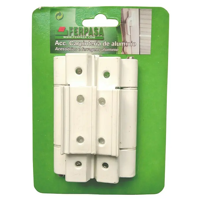 Bisagra reforzada - 10,5 x 4,5 x 3,5 cm, Blanco, 2 uds.
