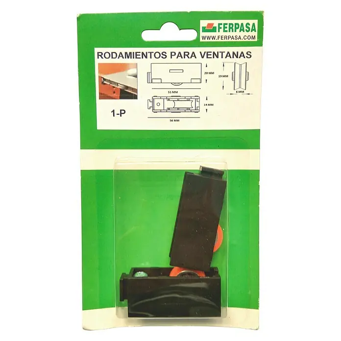 Cojinete de bolas plástico 1-P - Diámetro: 19 mm, Ancho: 14 mm