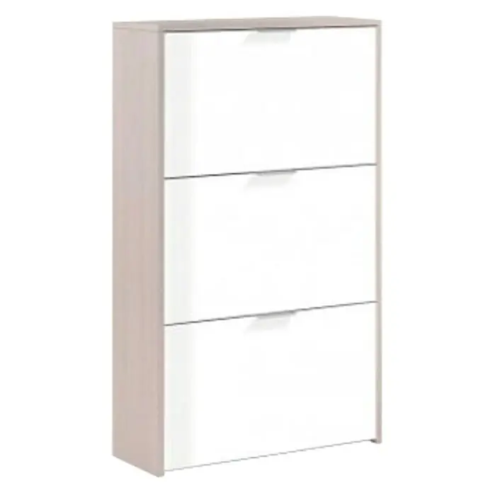 Zapatero Blanco y Roble - L x An x Al: 22 x 60 x 113 cm, Natural/Blanco