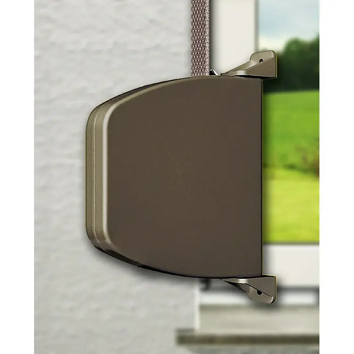 Schellenberg Recogedor de cinta de persiana 50803 - Distancia entre orificios: 170 mm, Giratorio 180°, Marrón