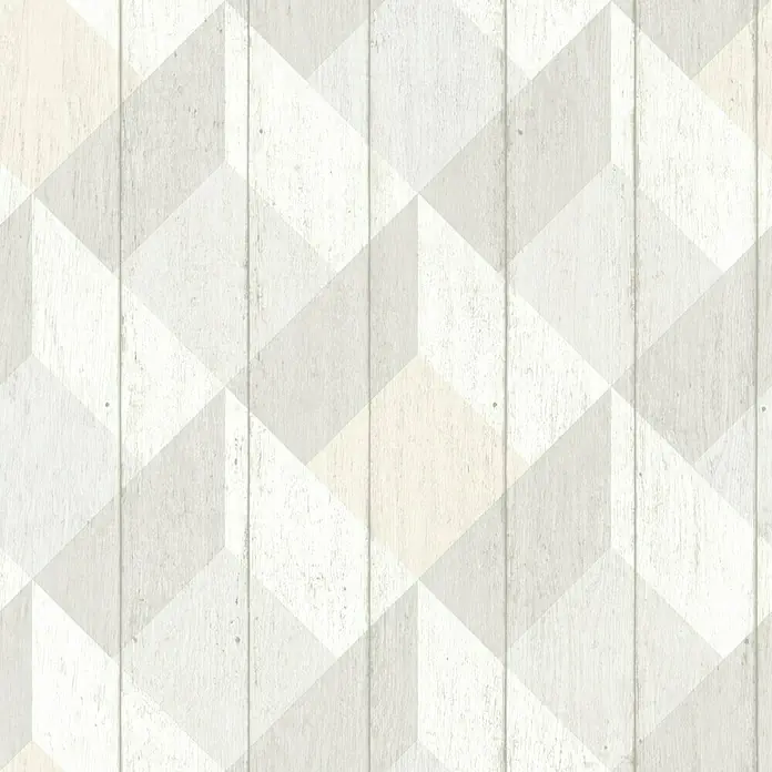 Papel pintado Madera Geométrico - Beige, Impreso, Decoración: Estilo madera, 10 x 0,53 m