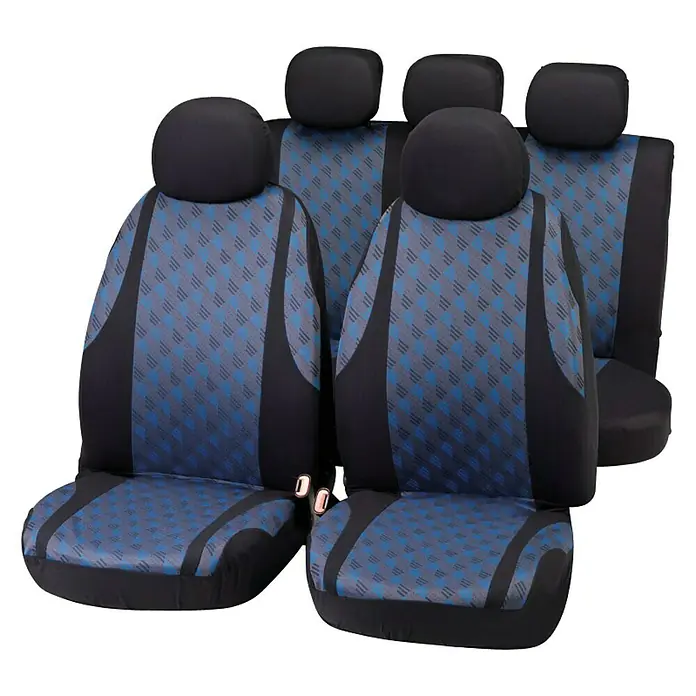 Funda para asientos de coche Jacquard - Negro/Azul, Microfibra